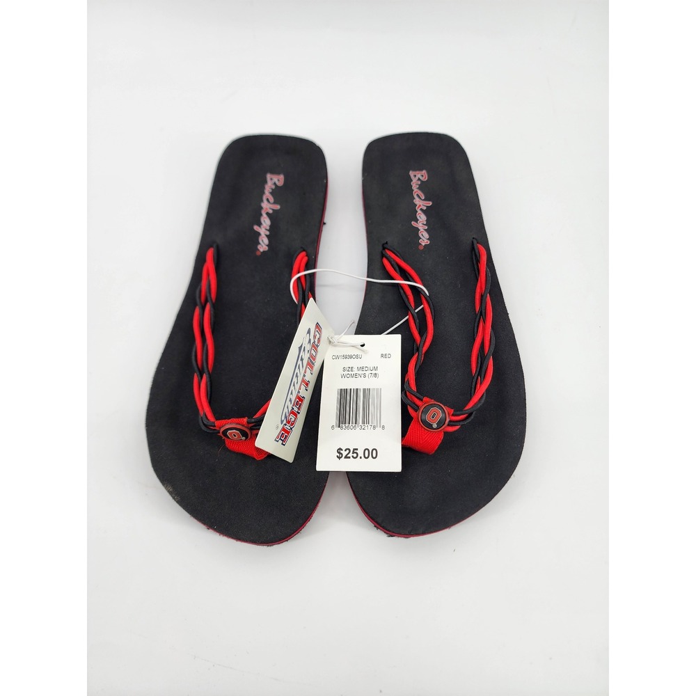 College Edition Ohio State Buckeyes Womens Flip Flops Red Black Size M